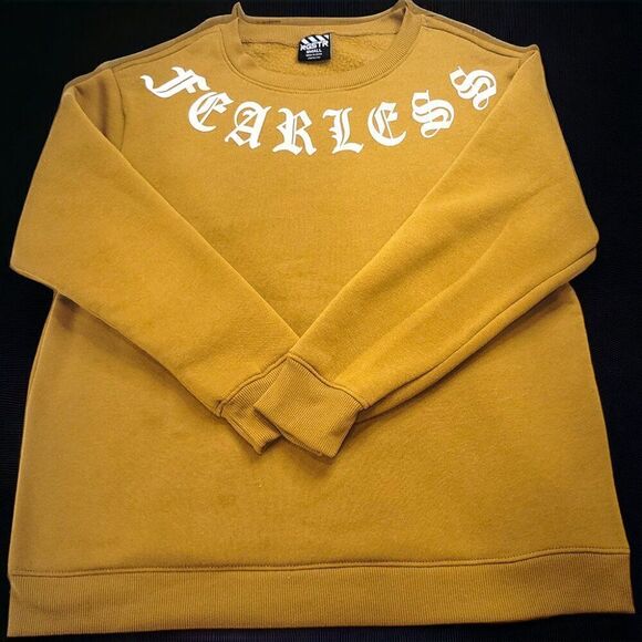 Fearless abstract skull mustard motivate mens sweatshirt - Picture 2 of 5